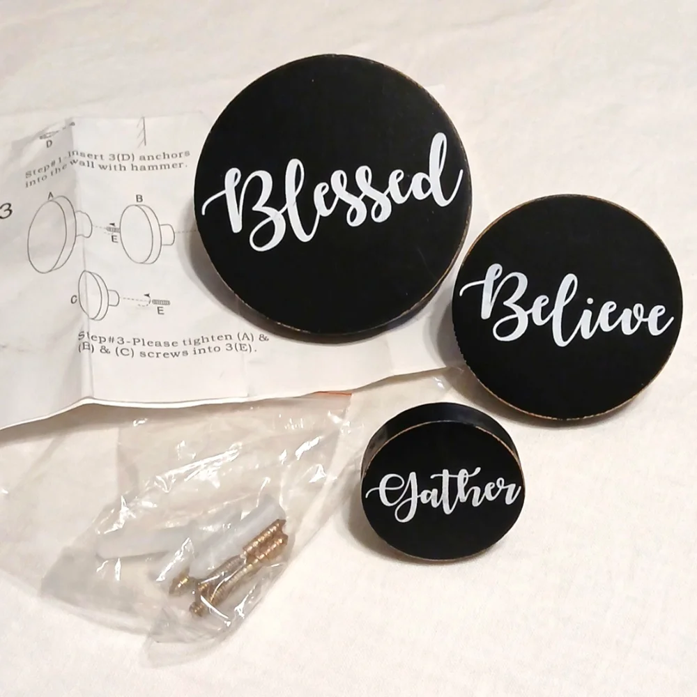 Inspirational Wall Decor Set - Blessed, Believe, Gather